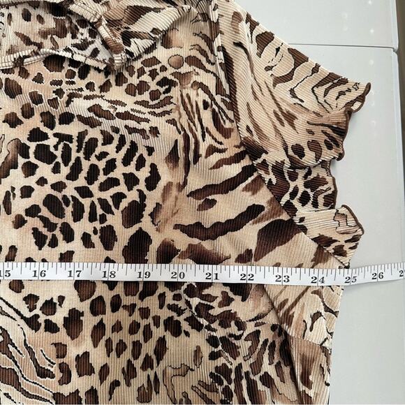 Dressbarn Leopard Print Short Sleeve Top Brown Tan Camel Shirt Plus Sz 3X - Picture 6 of 10